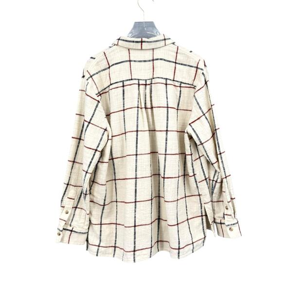 Madewell Cream Windowpane Flannel Oversized Ex-Boyfriend Long Sleeve Shirt - Picture 12 of 14